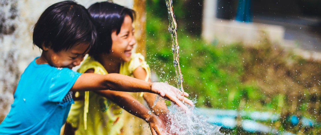 children playing in water